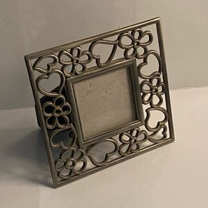 Little Hearts and Flowers Vintage Metalwork Square photo frame